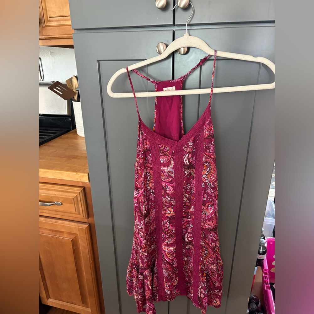 Hollister Deep Magenta Paisley-Trim Tank Dress - xsmall